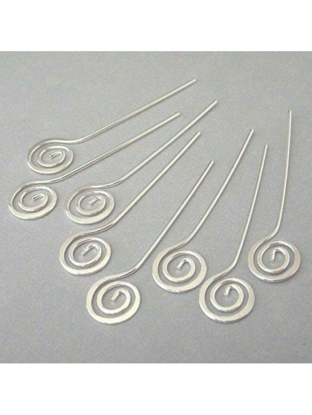 Fancy Swirls 925 Sterling Silver Plated Head Pins Findings Lot of 8